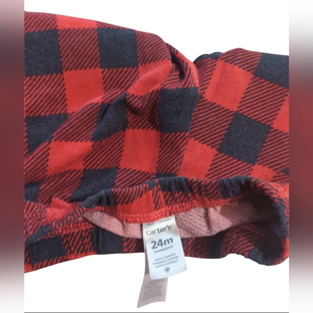 Carter's Red And Black Checkered Pajama Bottoms Size 24 Months.